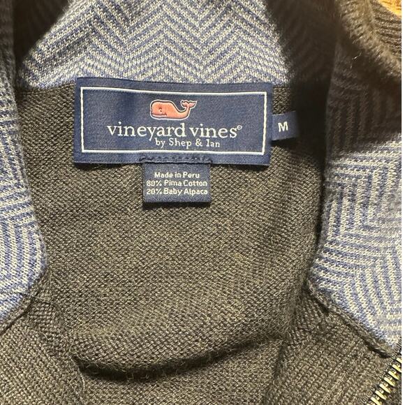 Vineyard Vine Medium Gray Brown Suede Mock Neck Elbow Patches Cotton Sweater - Picture 2 of 5
